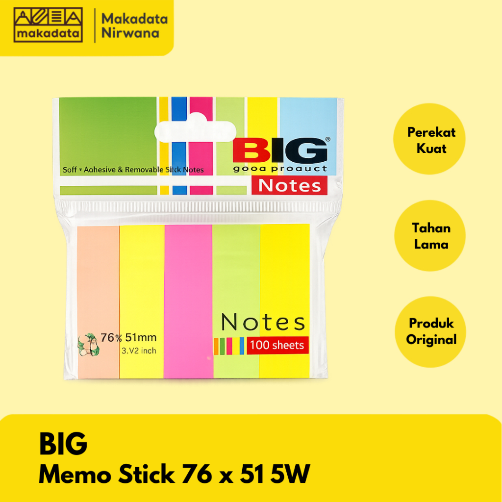 BIG MEMO STICK/NOTE PAPER ROLL 76X51 5 COLORS (1 SET) sticky notes ...