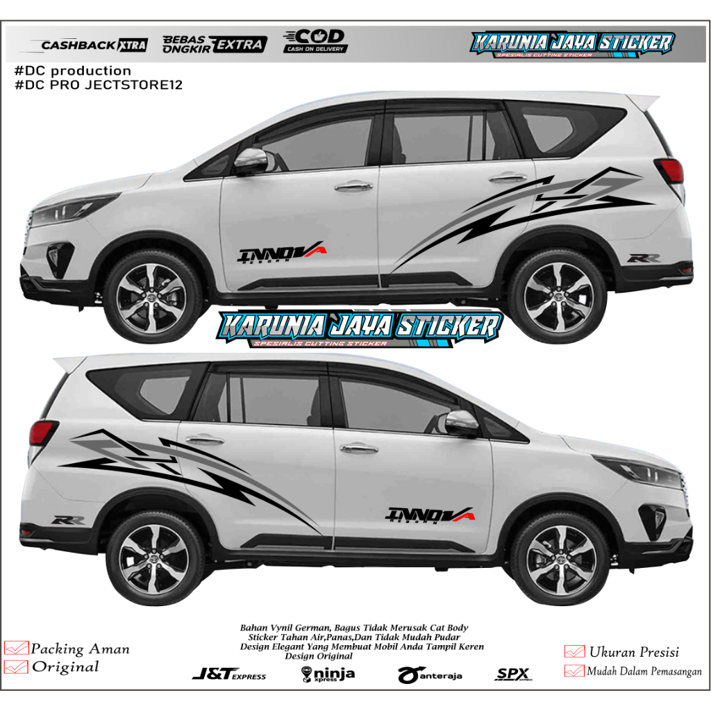 Toyota Innova car stickers, Innova car side body list stickers, latest ...