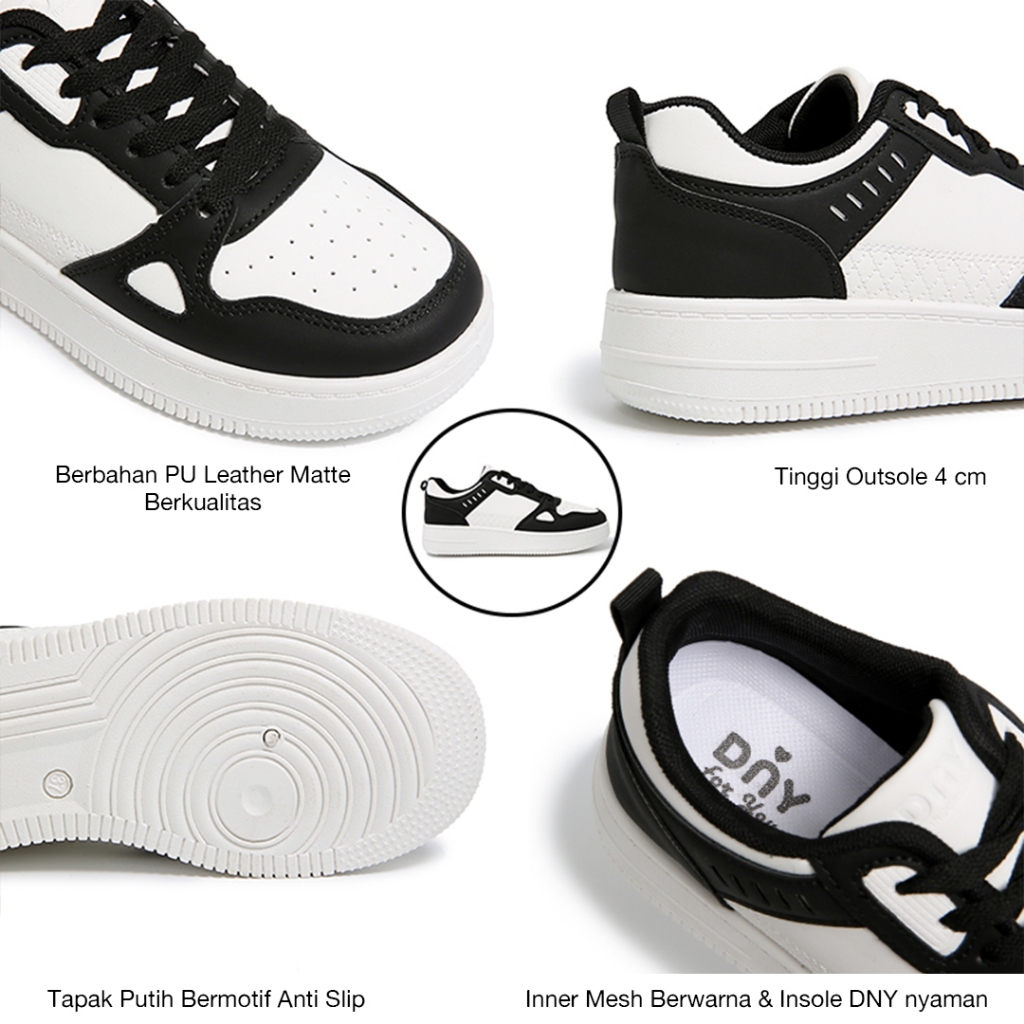 Sepatu DNY Sepatu Sneakers Hitam Putih Back To SchoolWanita Sepatu Cewek Terbaru Snekers Cewek Kekinian SP-367D - Gambar 4
