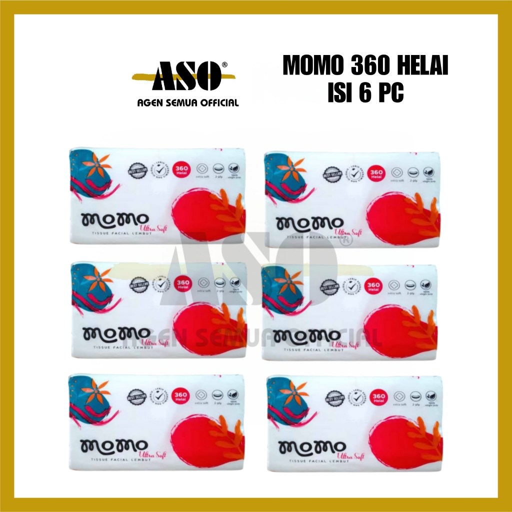 [ Paket ] Tisu Tissue Momo Tissue Facial Lembut 360 Helai 2 Ply PROMO !!! - Gambar 2