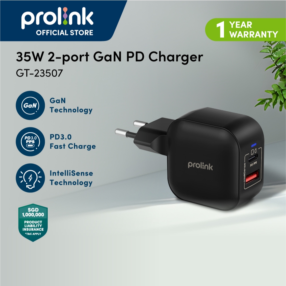 Prolink 35 Watt / 2 Port / GaN PD Kepala Charger / Wall Travel - Gambar 2