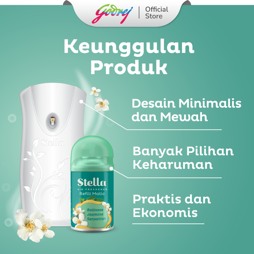 Stella Matic Box Set Balinese Jasmine (Alat + Refill) - Pengharum Pewangi Ruangan Otomatis - Gambar 2