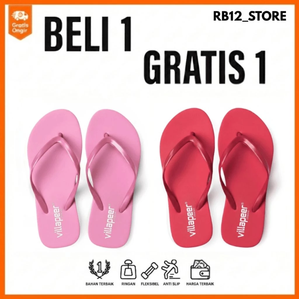 Sandal Jepit Wanita Terbaru Empuk Anti Slip EVA Beli 1 Gratis 1 - Gambar 2