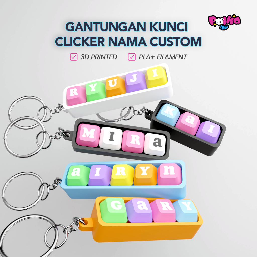 GANTUNGAN Custom Name Clicker Keyboard Keychain | Fidget Clicker Toy 3D ...