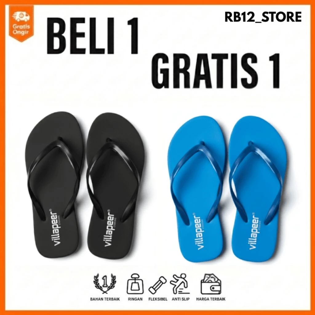 Sandal Jepit Wanita Beli 1 Gratis 1 Sandal Cewek Perempuan Santai Terbaru Kekinian Empuk dan nyaman - Gambar 3