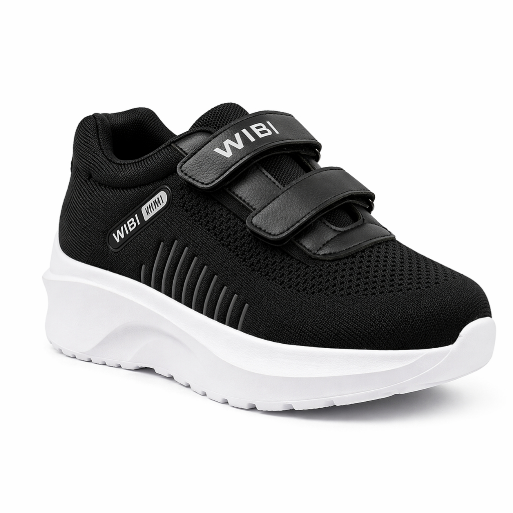 WIBI SP53-02 Sepatu Sekolah Anak laki laki perempuan Hitam Sporty Perekat Mesh Kasual Modern