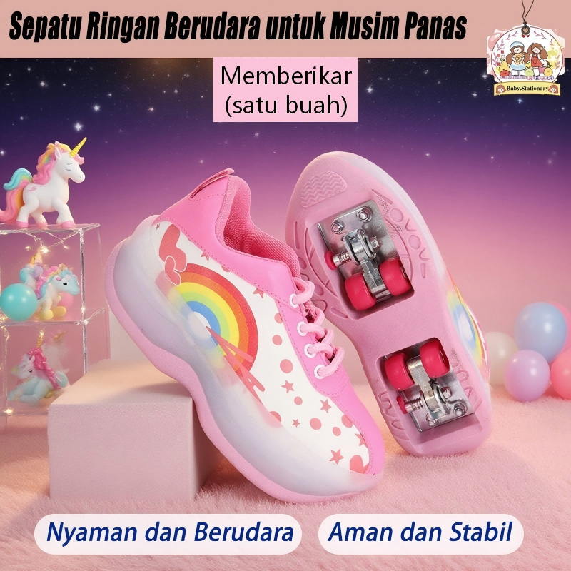 MTG-Sepatu Roda Anak/sepatu roda Oxelo/Sepatu roda anak-anak yang stylish dan cerdas dengan lampu LED.lampu kedip/tidak licin/anti goyang/lnline skate/star/ukuran dapat disesuaikan/pu/gaya bajaj/mode skateboard - Gambar 2