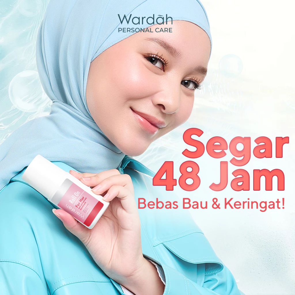 Wardah Roll On For Her 60 ml - Deodoran Halal Non Alkohol yang Mampu Mencegah Bau Badan Seharian - Nyaman di Kulit, Tidak Lengket dan Cepat Kering - Personal Care
