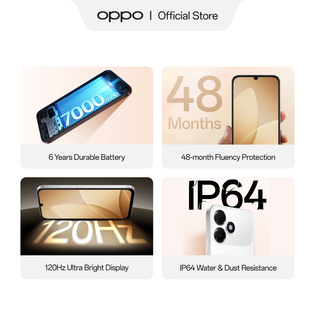 [BARU] OPPO A6c 4GB/64GB & 4GB/128GB [7000mAh Large Battery, IP64 Water & Dust Resistance, 120Hz Ultra Bright Display] - Gambar 4