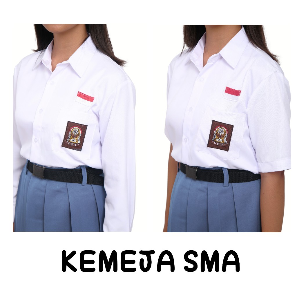 KEMEJA SERAGAM SEKOLAH SMA MA PENDEK PANJANG PRIA WANITA WARNA PUTIH BAHAN PREMIUM TEBAL - Gambar 3