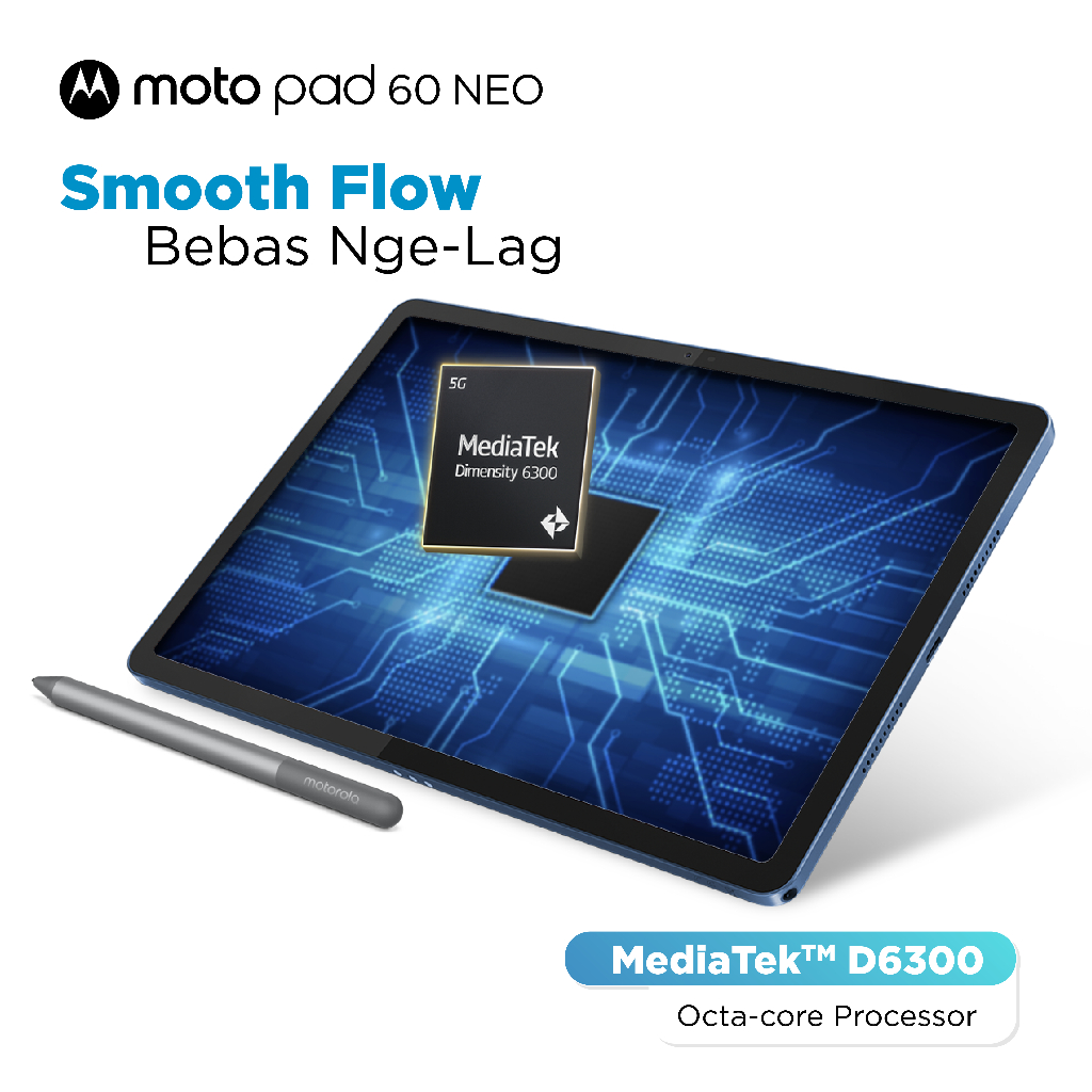 Lenovo Motopad 60 Neo - 8GB/128GB MediaTek Dimensity 6300 - 11" IPS 500nits Anti-fingerprint - Dolby Atmos - 7040mAh - Malibu Blue - With Moto Pen - Gambar 2
