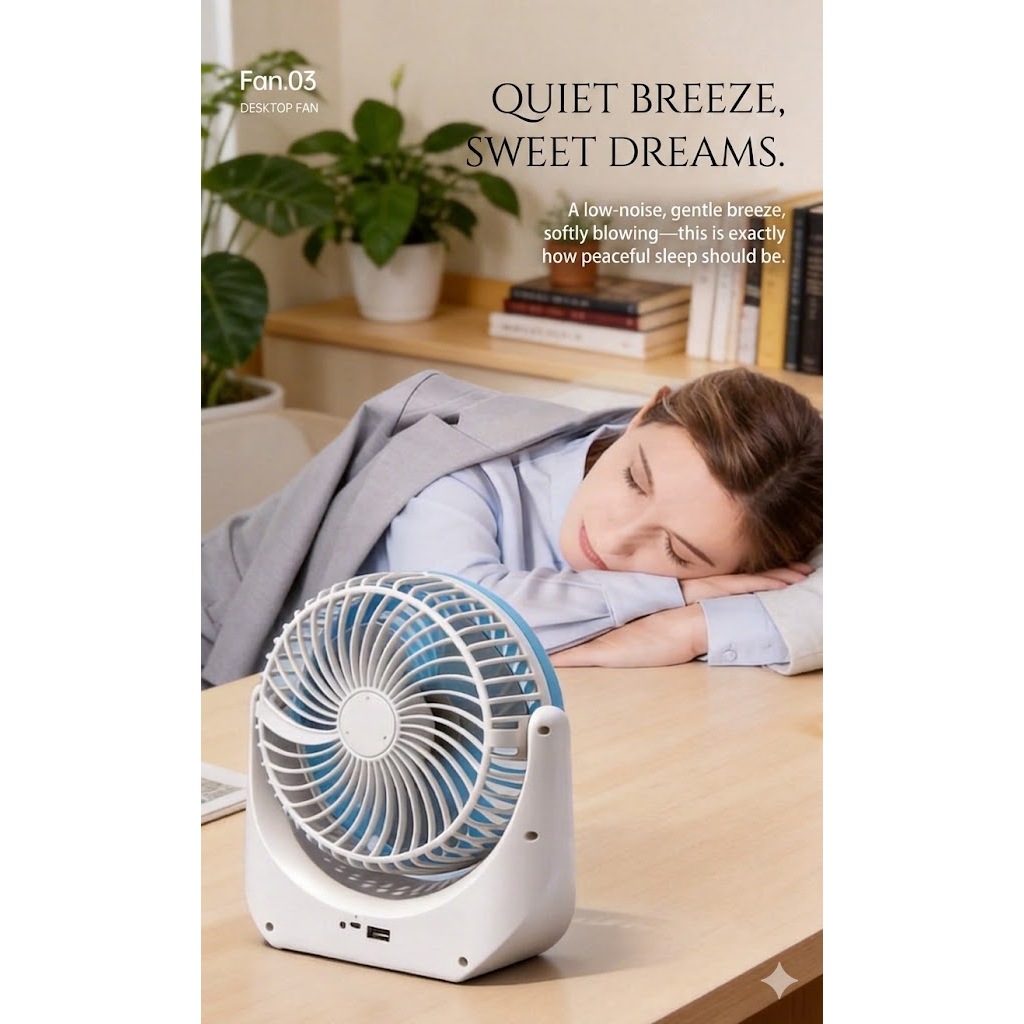 JY Super lithium rechargeable mini table fan with LED light - (JY-1880) Kipas Mini Meja Dingin Simple - Gambar 3