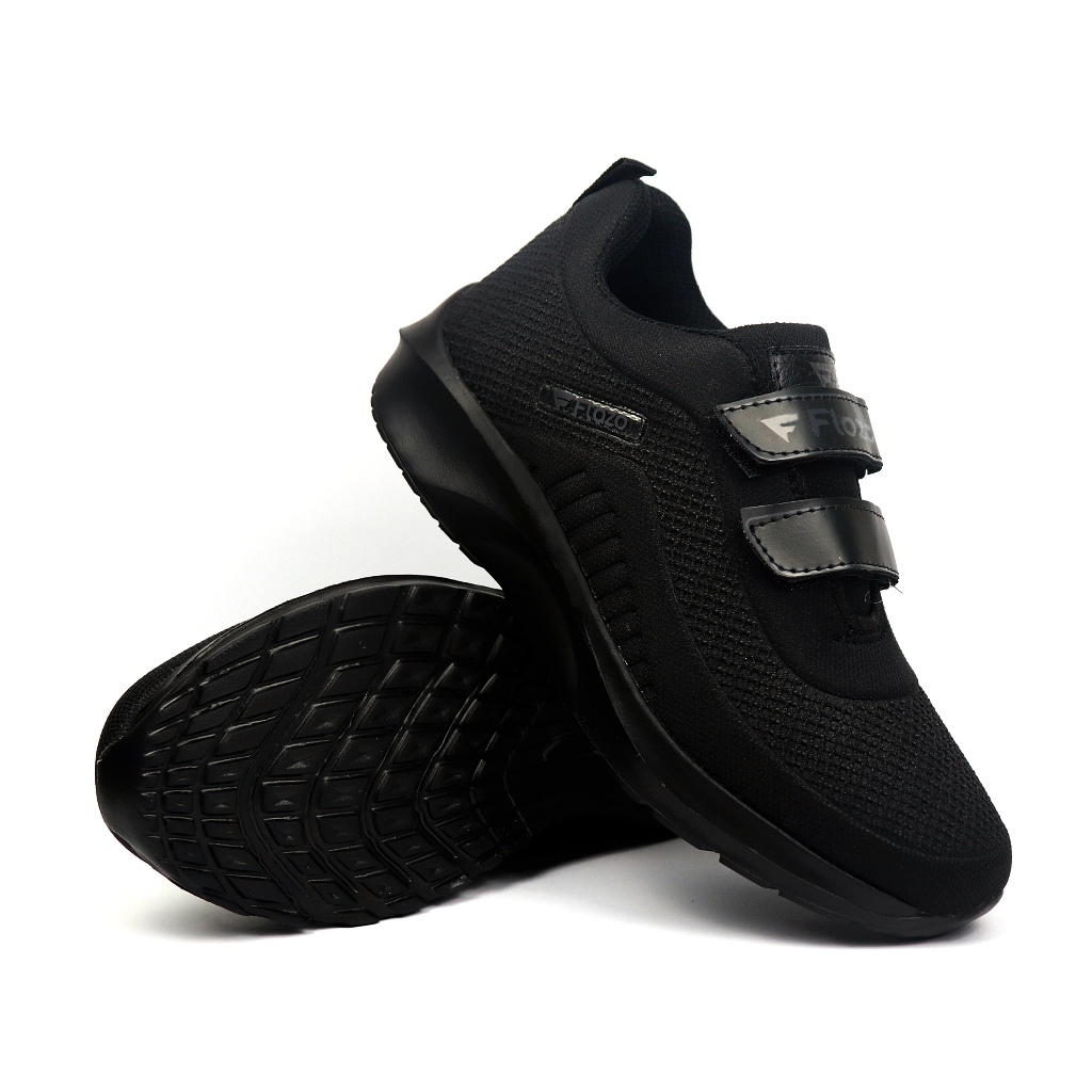 FLAZO - Sepatu Anak / Sepatu Sekolah Anak Laki dan Prempuan Sepatu Snaekers Anak Hitam Polos - Gambar 4
