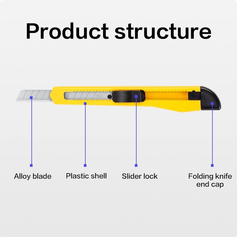 Deli Cutter / Pisau Pemotong Auto-lock System Pisau Tajam 2052 - Gambar 2