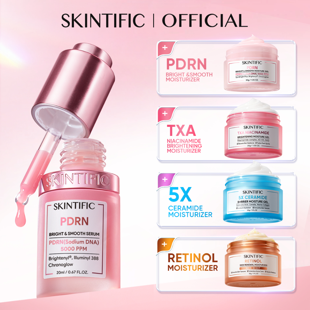 [NEW] SKINTIFIC / 2PCS PDRN Glass Skin Set / Serum + Moisturizer - Bright & Smooth Brightening / Barrier Repair / Renewal Anti-aging / Skin Glowing Combo Tekstur halus & radiant look - Gambar 2