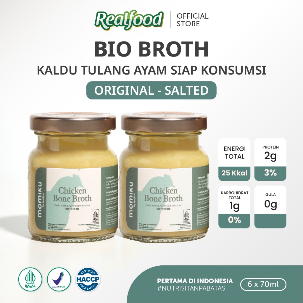 Realfood Chicken Bone Broth Salted / Kaldu Tulang Ayam Siap Konsumsi / Bone Broth untuk Dewasa dan Lansia / Collagen / Glutamic Acid / Sendi / Tulang / Daya Ingat / Gut Barrier / Unsalted / Rendah Garam / Low Sodium - Gambar 3
