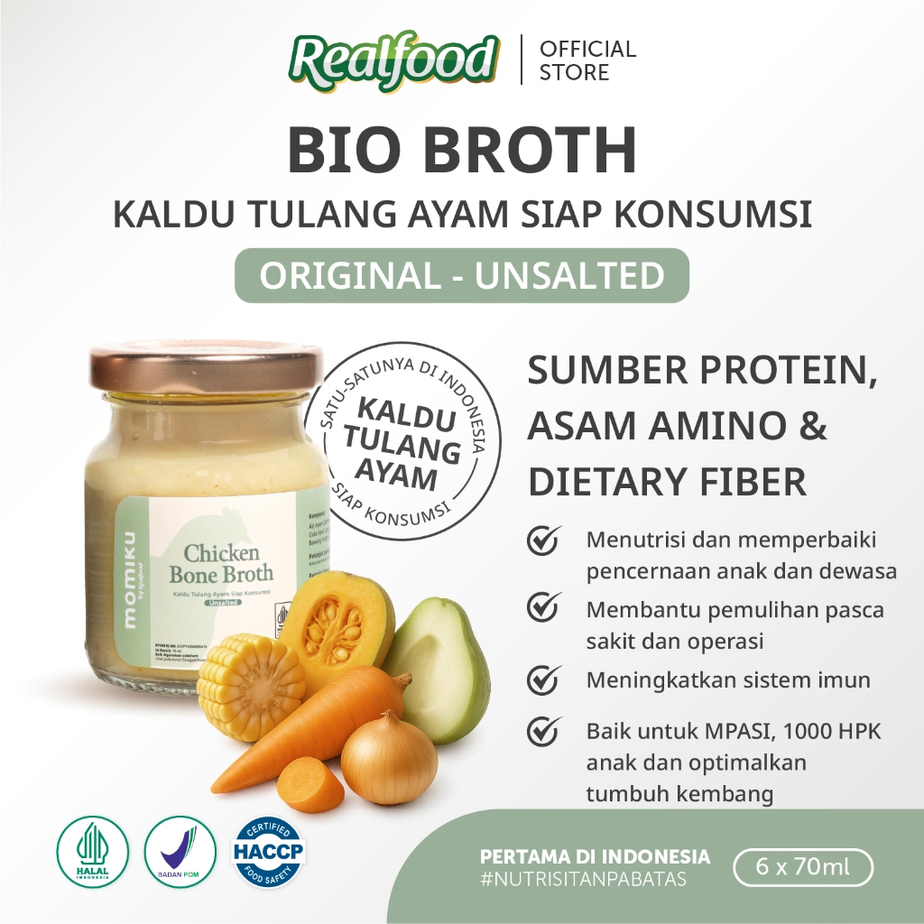 Realfood Chicken Bone Broth Unsalted / Kaldu Tulang Ayam Siap Konsumsi / Bone Broth untuk Dewasa dan Lansia / Collagen / Glutamic Acid / Sendi / Tulang / Daya Ingat / Gut Barrier / Unsalted / Rendah Garam / Low Sodium - Gambar 2