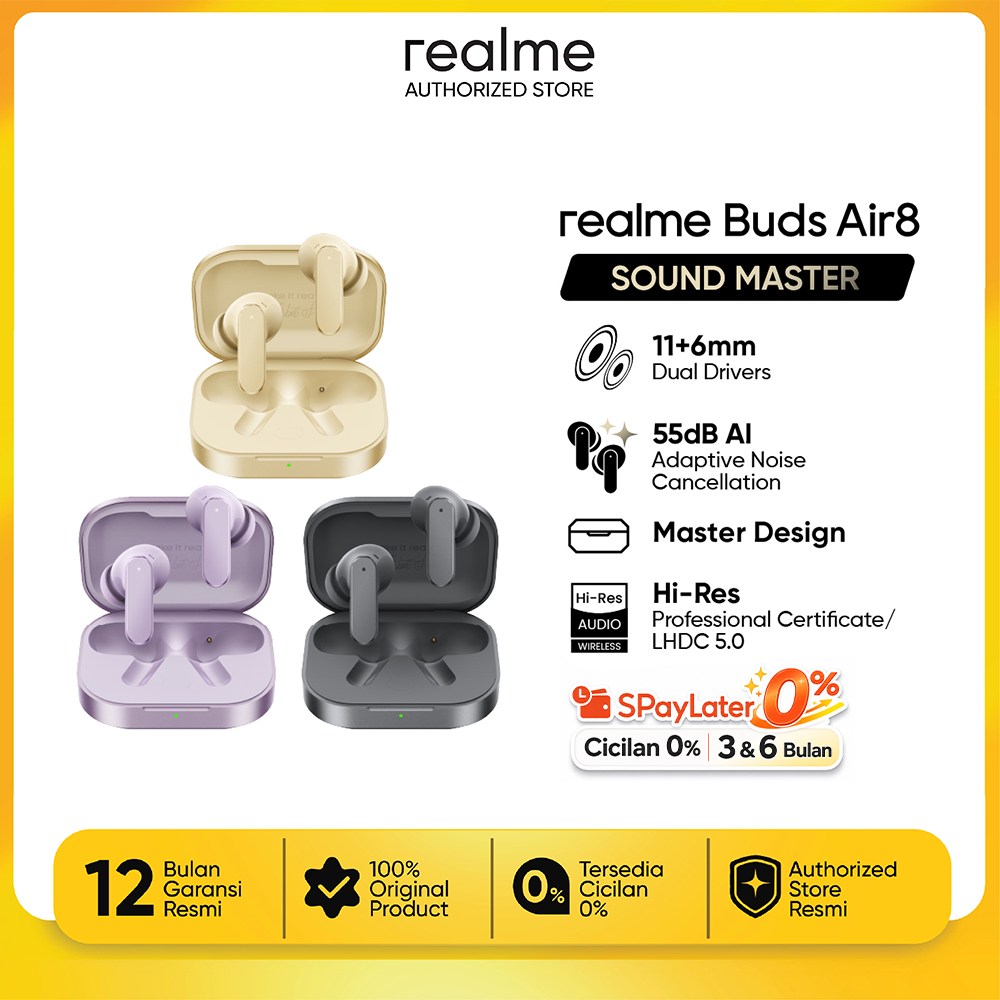 realme Buds Air 8 (11+6mm Dual Drivers | 55dB AI Adaptive Noise Cancellation | Hi-Res Professional Certification & LHDC 5.0 High-Fidelity Transmission)