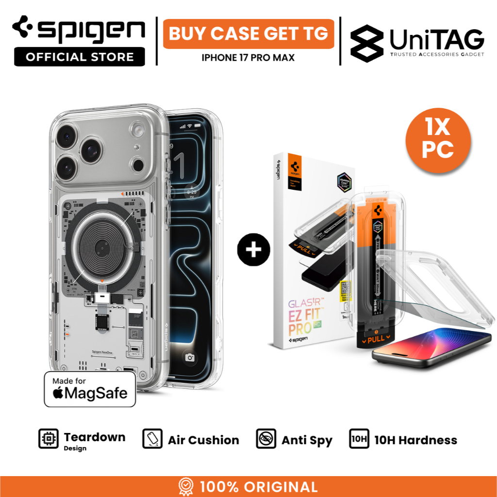 SPIGEN Special Bundling for iPhone 17 Pro Max Case Ultra Hybrid Magfit Neo One + Tempered Glass with Tray 1 Pack Glas.tR EZ Fit Pro HD Privacy