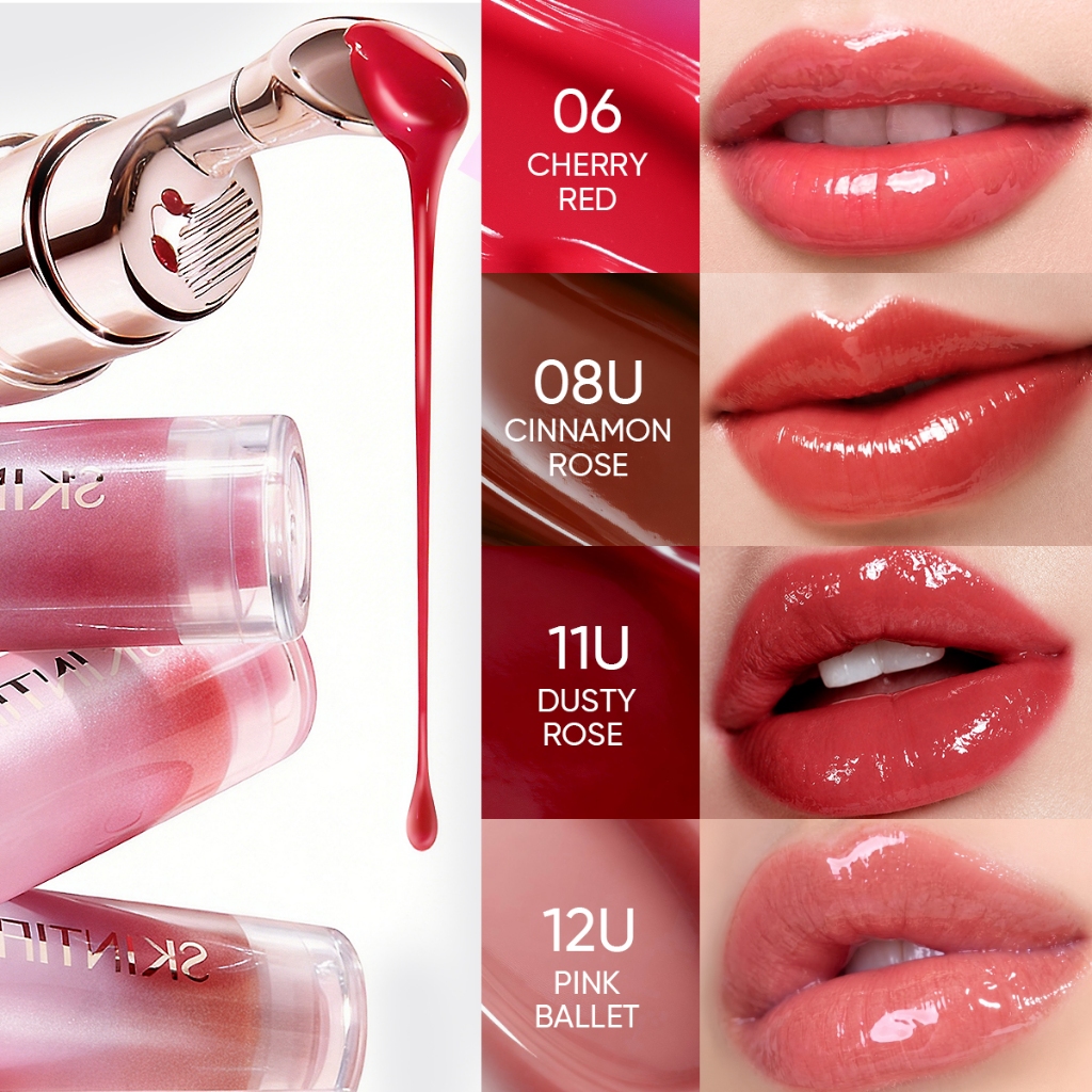 [New Shades!] SKINTIFIC - Peptide Brightening Lip Serum / Cerah Glossy Lembap Plump Mencerahkan Bibir Glowing dalam 14 Hari Menghidrasi & Melembutkan Meningkatkan Kilau Alami Bibir lip glossy Liptint lipstick tahan lama glasting - Gambar 3