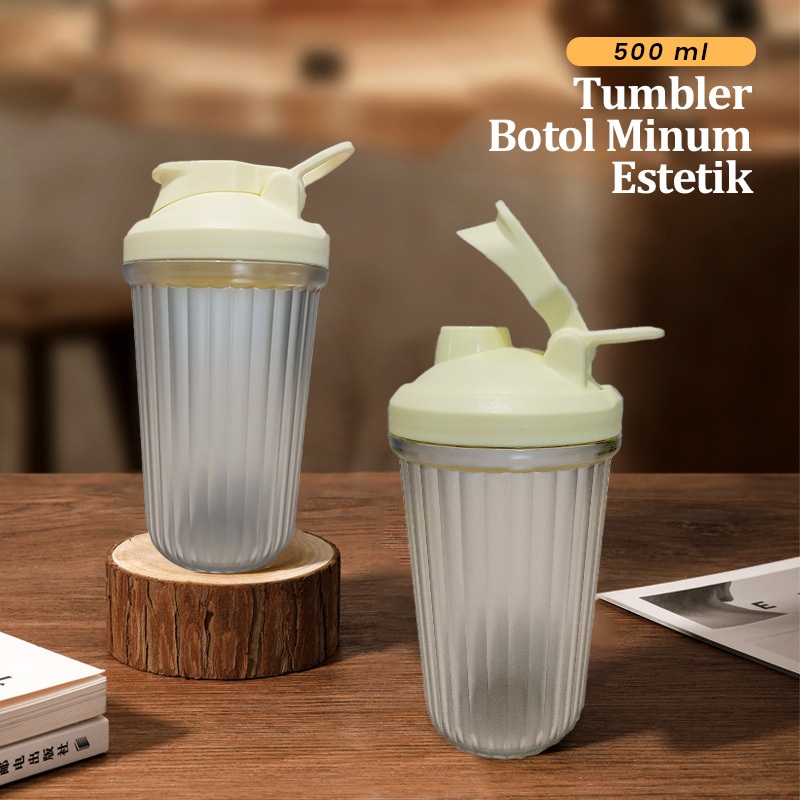 HYDRATE - Botol Air Minum Shaker 500ML SAN BPA FREE Tumbler Water bottle Flip Aesthetic Bening V18A1 - Gambar 2