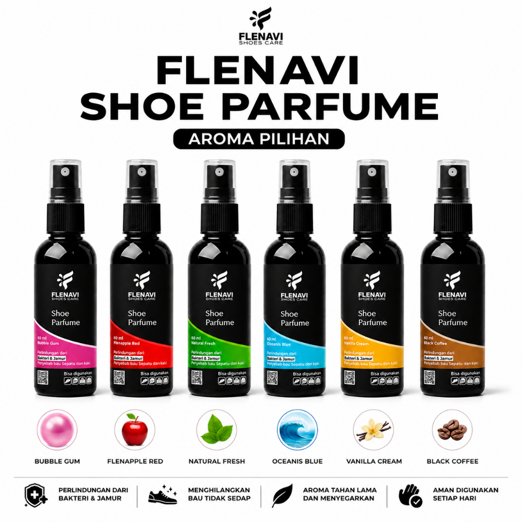 FLENAVI - Parfum Sepatu, Helm, Tas, Topi - Pengharum Sepatu Penghilang Bau Shoe Freshener 60ml - Gambar 2