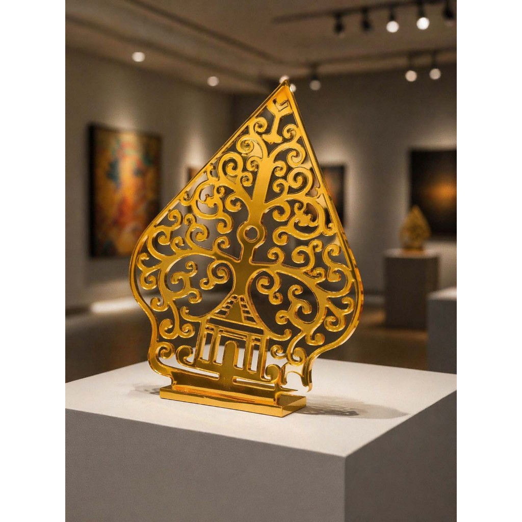 Gunungan Wayang Akrilik Gold Mirror kecil sedang besar - Gambar 3