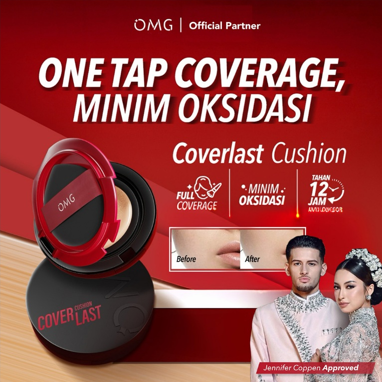 OMG Oh My Glam Coverlast Cushion 15gr / Merah Jingga Official - Gambar 2