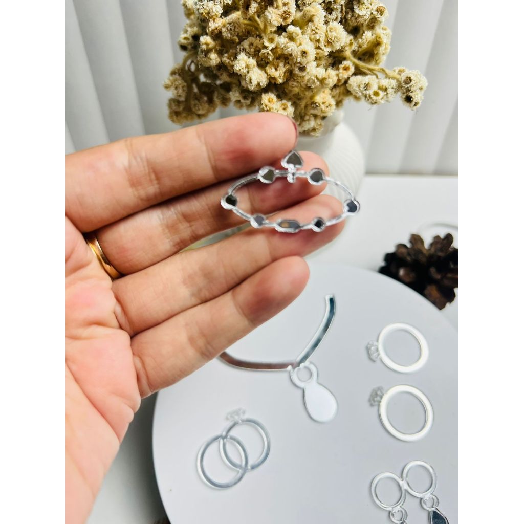 MAHAR PERNIKAHAN KALUNG CINCIN GELANG ANTING ANTING MAHAR PERNIKAHAN / REPLIKA PERHIASAN AKRILIK - Gambar 2