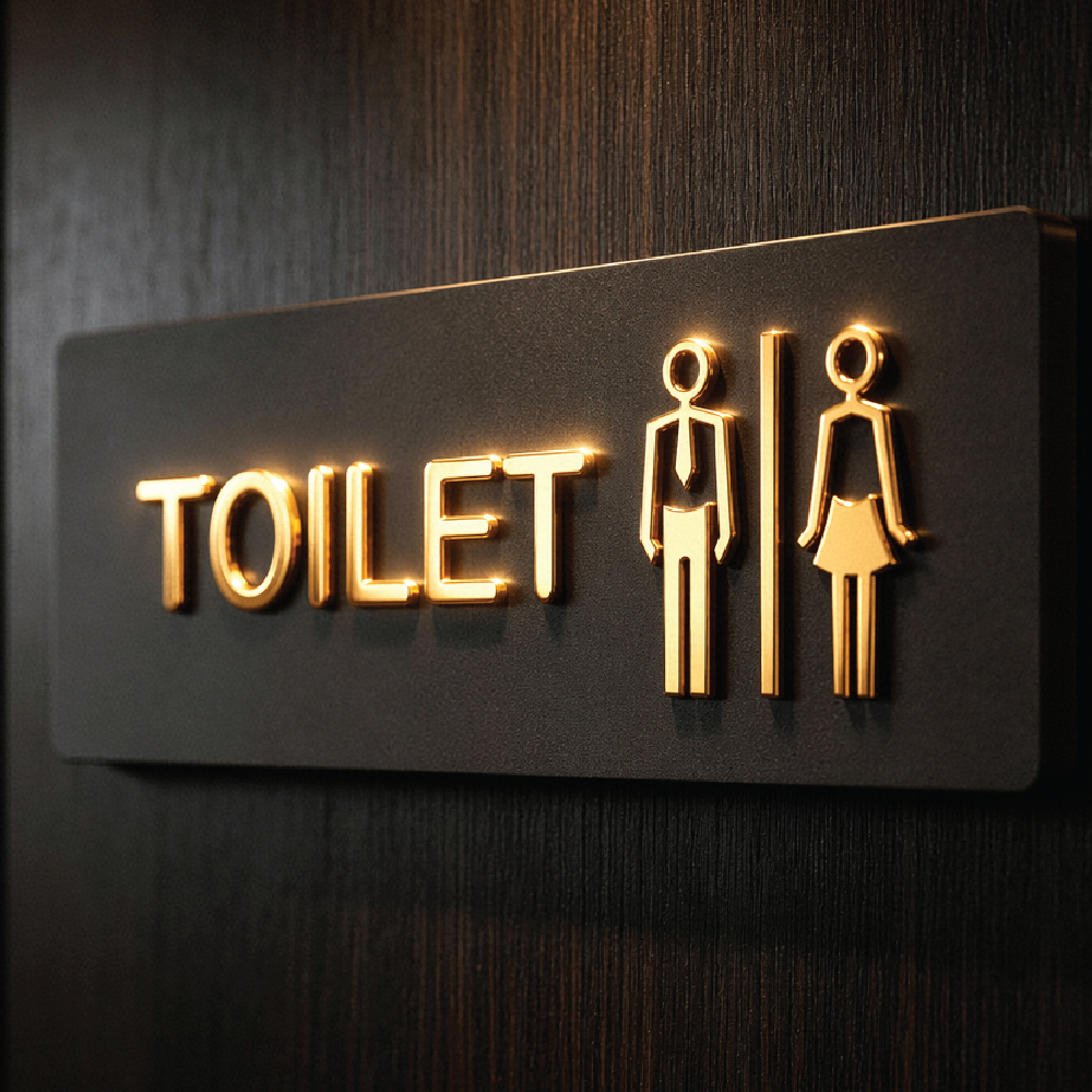 sign tanda toilet akrilik timbul gold - Gambar 4