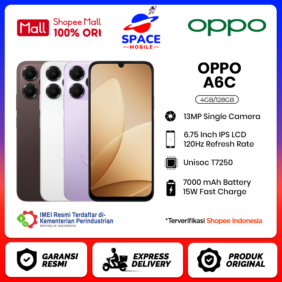 OPPO A6C [4GB+128GB] - Garansi Resmi 1 Tahun