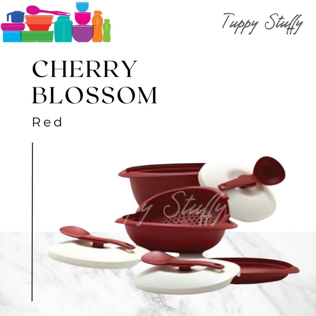 Cherry Blossom set Tupperware Red | Buffet serving container set ...