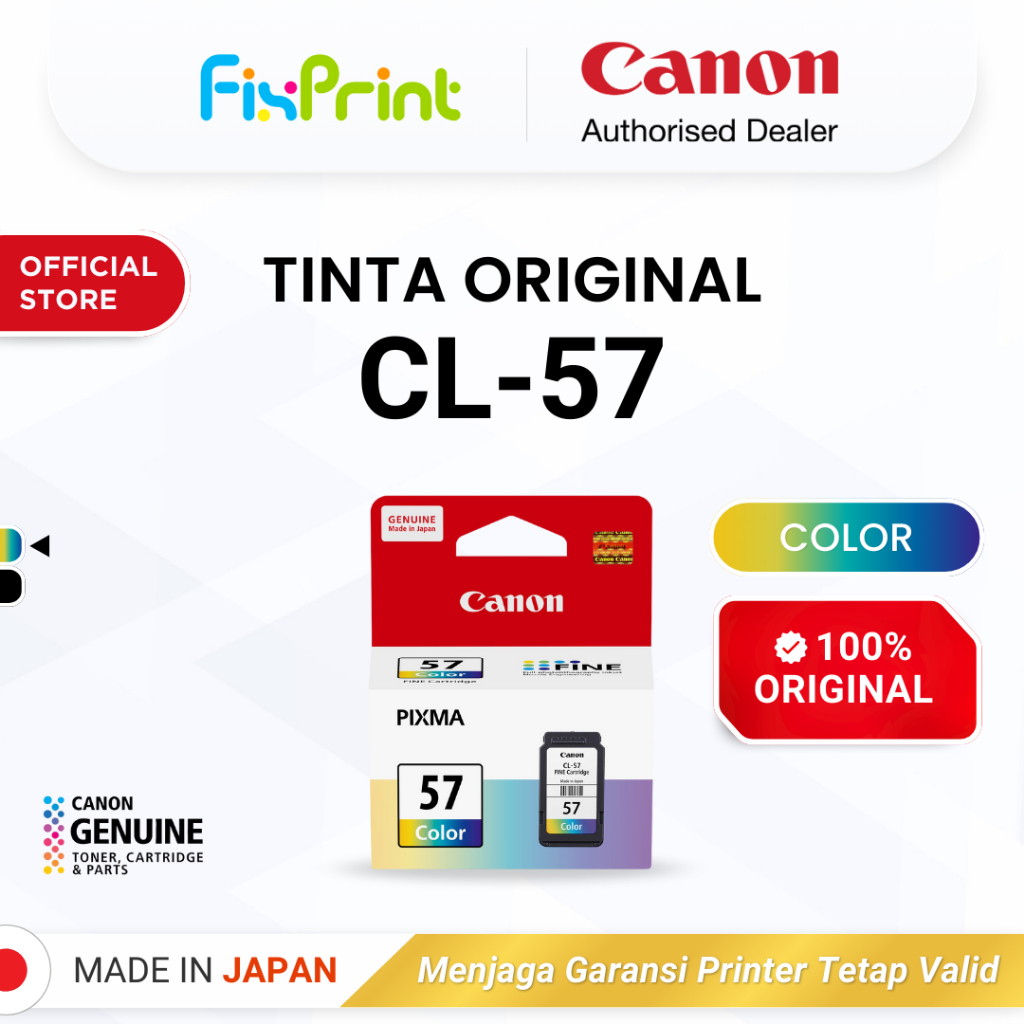 FixPrint 100% ORIGINAL Tinta Canon CL 57 Color - Tinta Canon E410 E470 E3470 E4570 - Tinta Asli