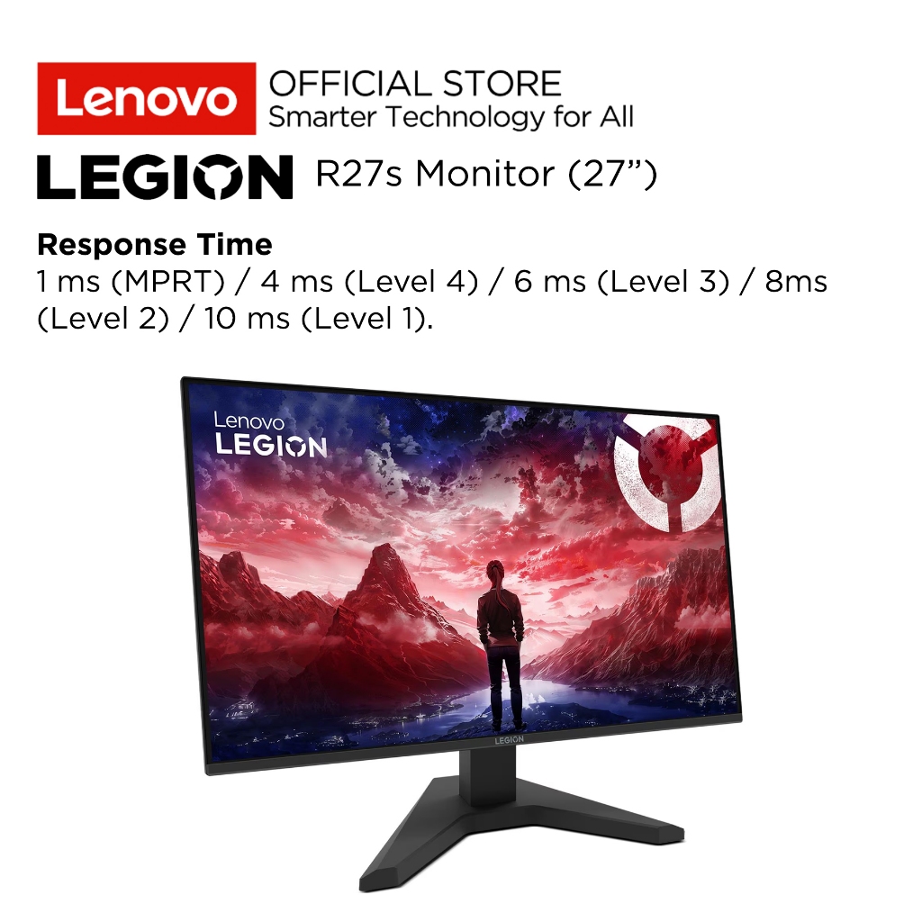 Lenovo Monitor Gaming Legion R27s C1WW 27" FHD IPS 144Hz VESA Media Sync 99% sRGB Antiglare 3-side NearEdgeless Tilt Stand VESA DisplayPort HDMI Monitor 27inch 68CCGAC1WW Raven Black Garansi Resmi Lenovo Indonesia 3 Tahun - Gambar 3