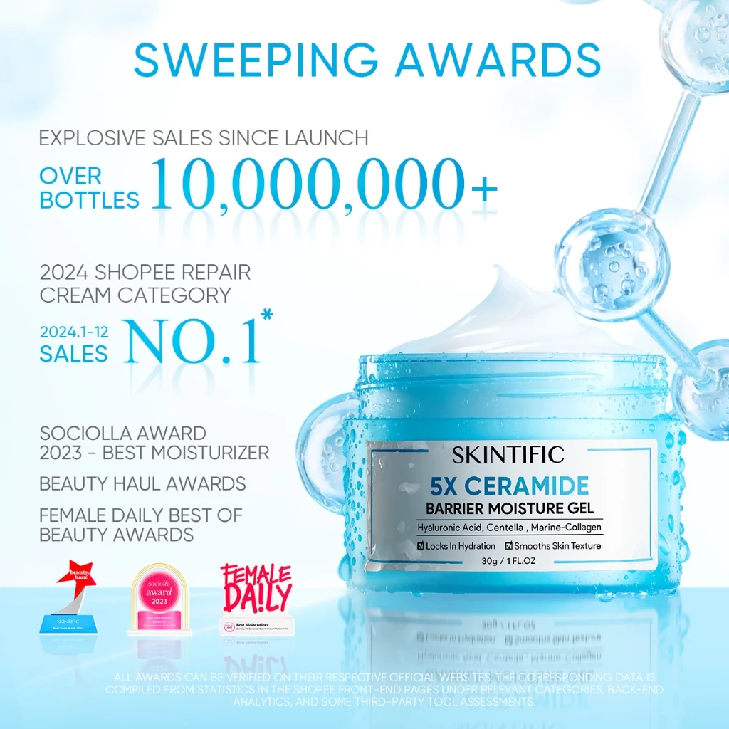 [SPECIAL AMS] SKINTIFIC - 5X Ceramide Barrier Moisturizer Gel 30g - Pelembab Ringan Lembap Perbaiki Skin Barrier - Gambar 3