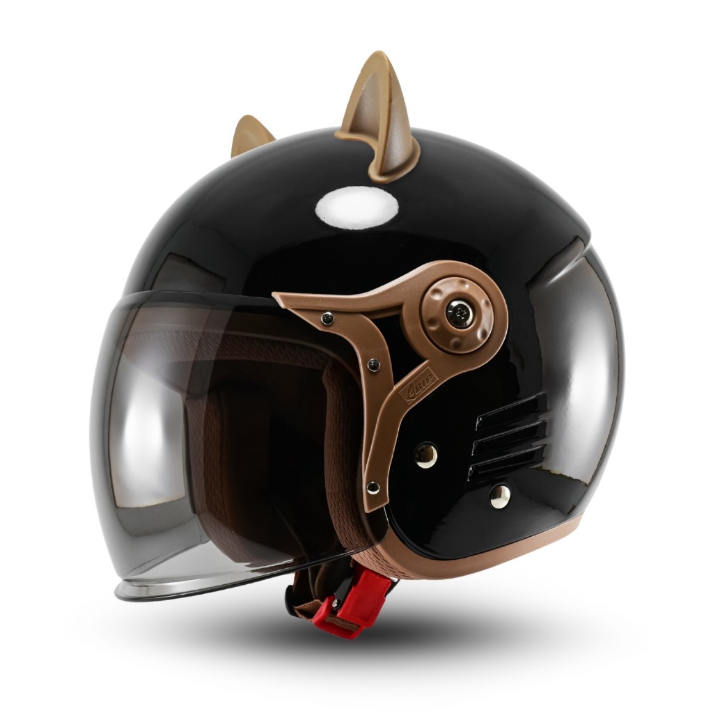Helm Cewek Bogo Retro Bipplast FANTASY V2 Dengan Aksesoris Kuping Kucing Hijab Friendly Half Face Helem lucu Wanita Cepol SNI - Gambar 3