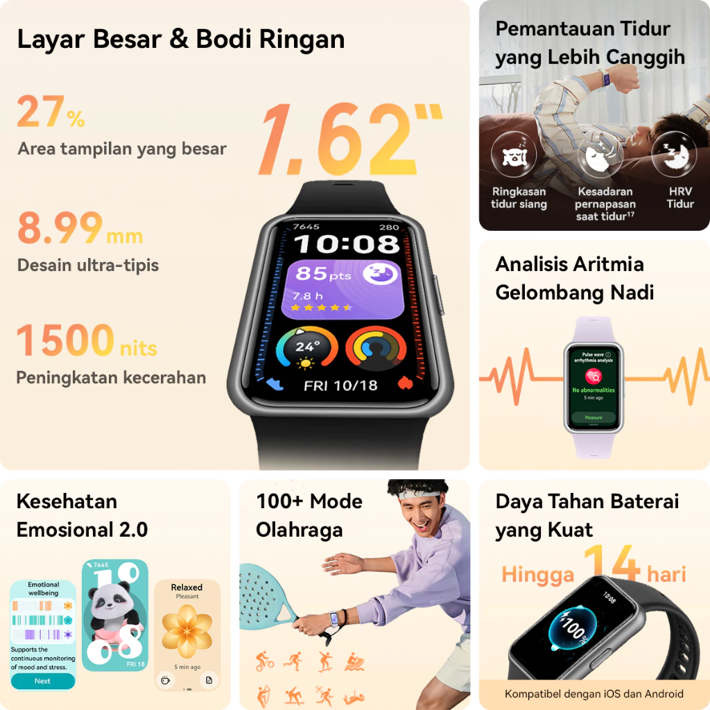 [PROMO MNC] HUAWEI Band 11 Series / 1.62”AMOLED Display / Enhanced Sleep Tracking / Heart Health Management / Smartwatch-like / Android & iOS - Gambar 3