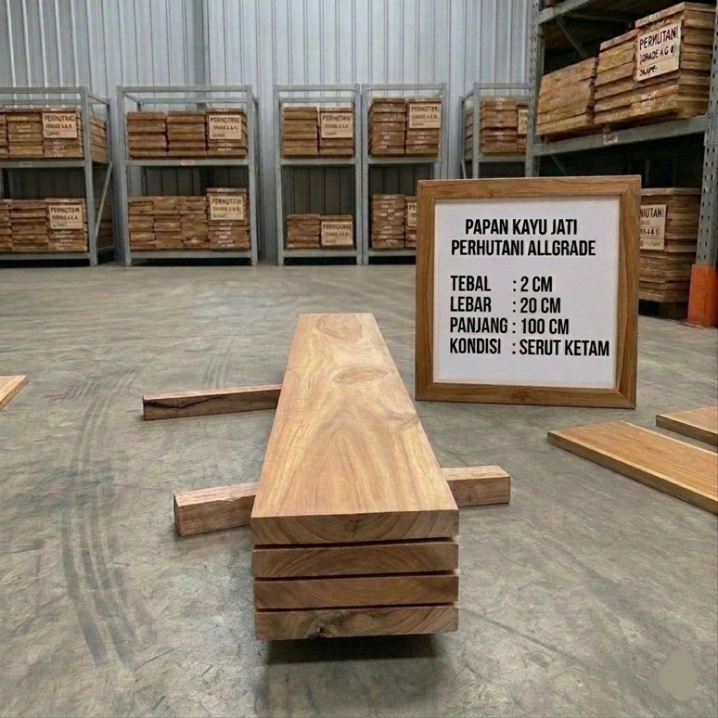 Papan Kayu Jati Perhutani Lebar 20 cm Allgrade Tanpa Sambungan Serut Halus Rapi - senaly -