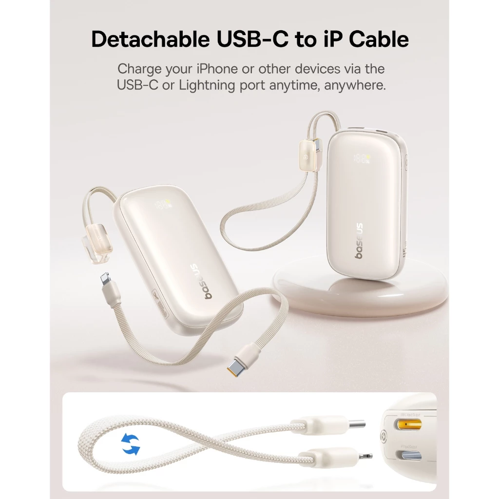 Baseus 45W EnerFill FC21 Qpow 3 Ultra Digital Display Power Bank with Detachable Cable 10000mAh/20000mAh With CCC - Gambar 2