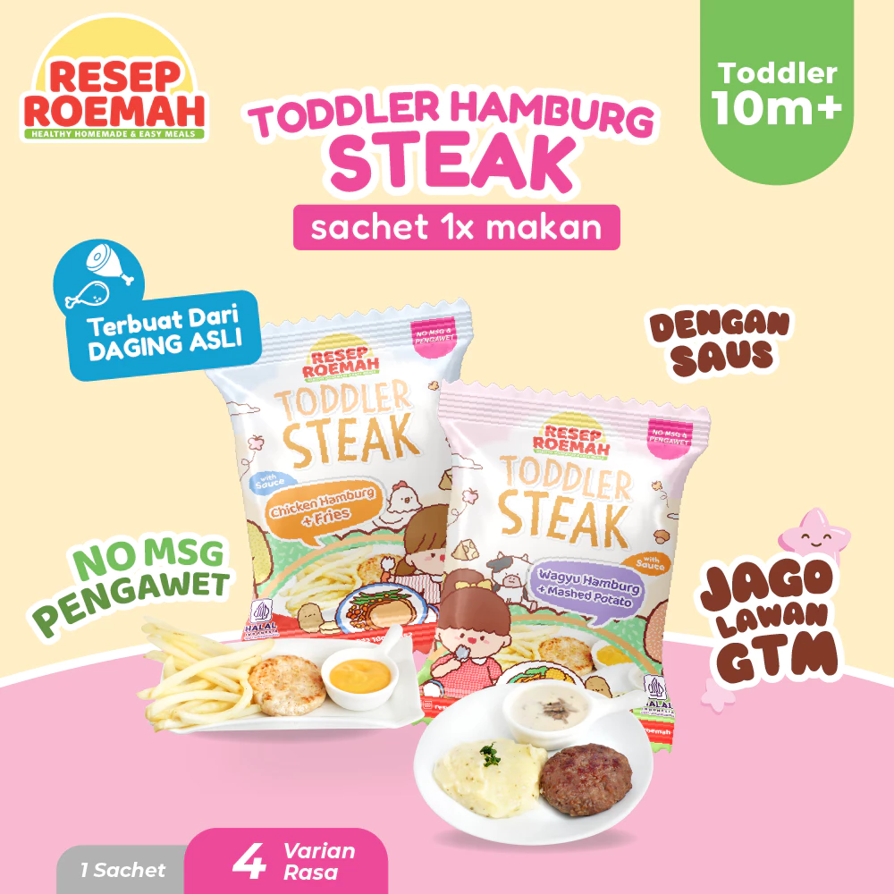 Resep Roemah Toddler Hamburg Steak dengan Saus dan Pelengkap / Menu BB Booster / Tinggi Protein dan Kalori Booster / Halal Mpasi Anak / Frozen untuk Anak / No MSG