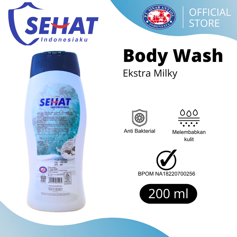 Sehat Bodywash Sabun Cair 200ml Fresh Milk Botol Hitam - Gambar 3