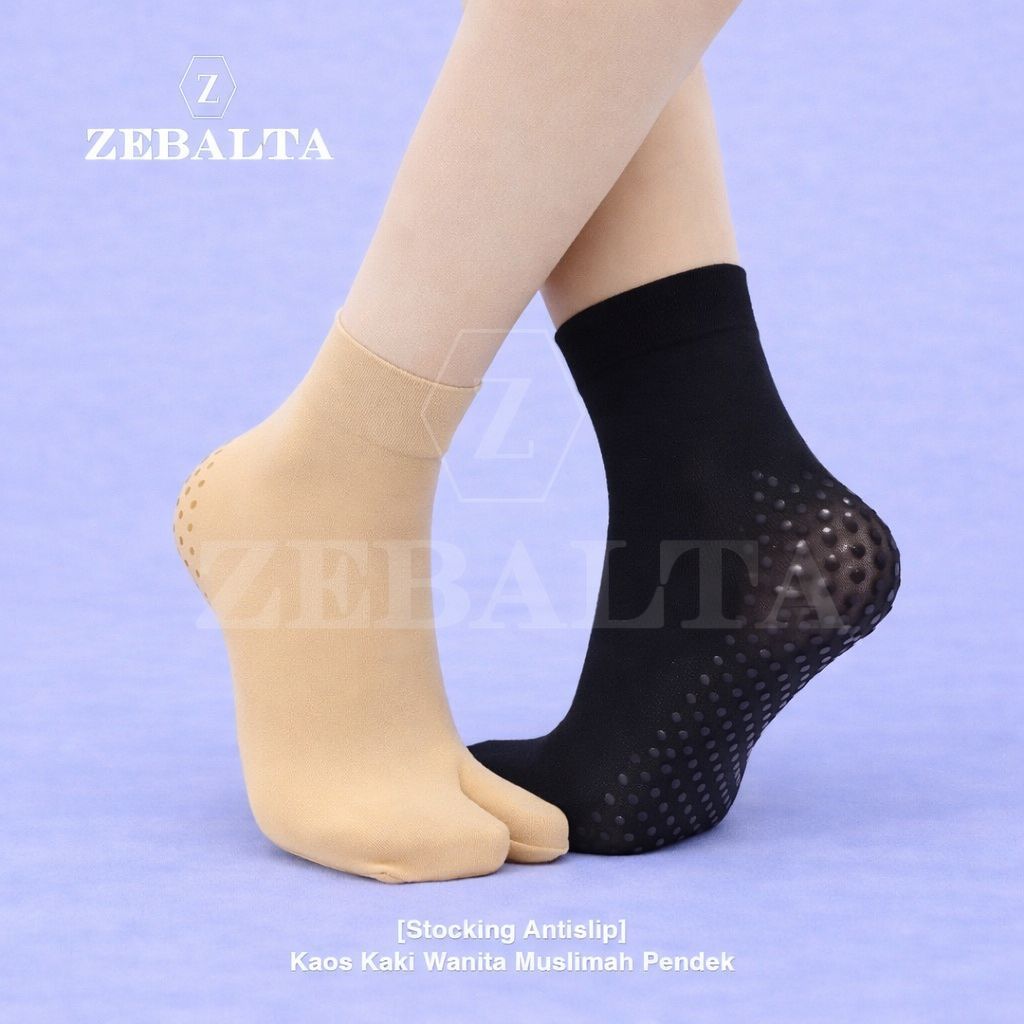 ZEBALTA - [Stocking Antislip] Kaos Kaki Wanita Muslimah Pendek