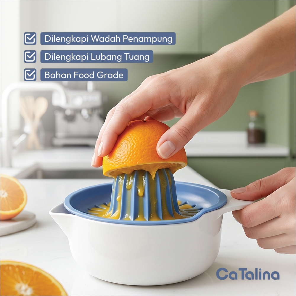 Alat Pemeras Jeruk Lemon Orange Squeezer Plastik dengan Wadah - Gambar 2