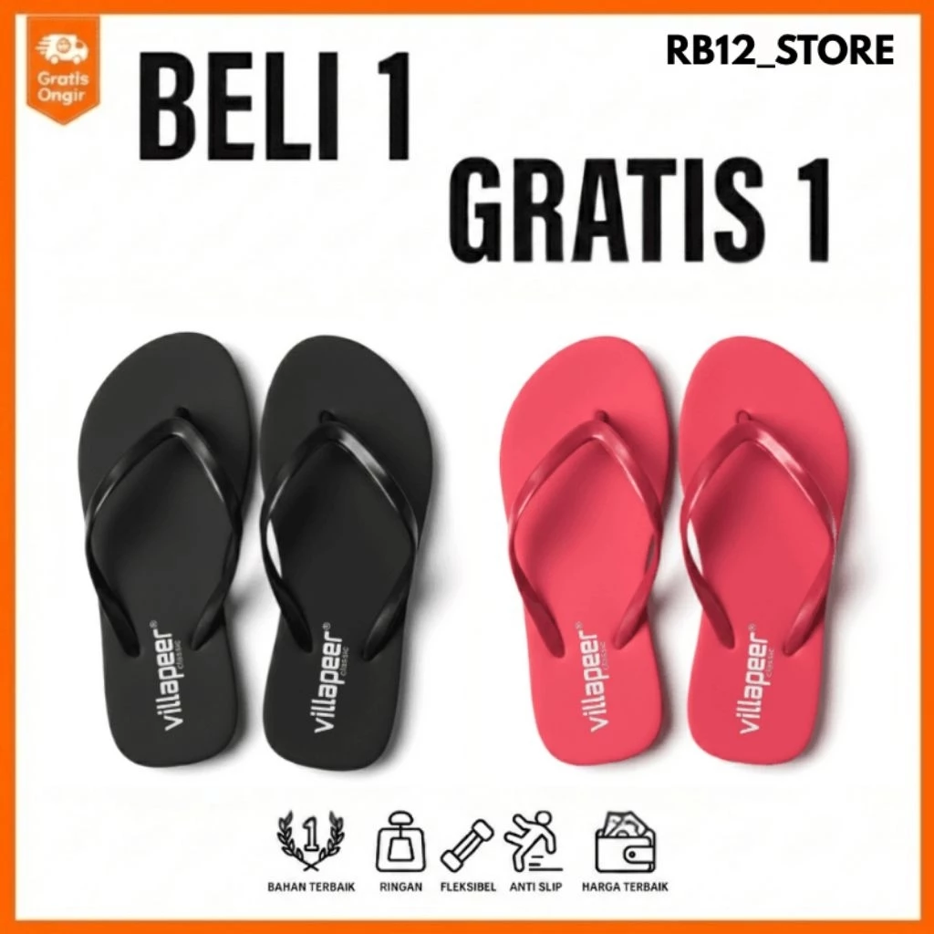 Sandal Jepit Wanita Beli 1 Gratis 1 Sandal Cewek Perempuan Santai Terbaru Kekinian Empuk dan nyaman - Gambar 4