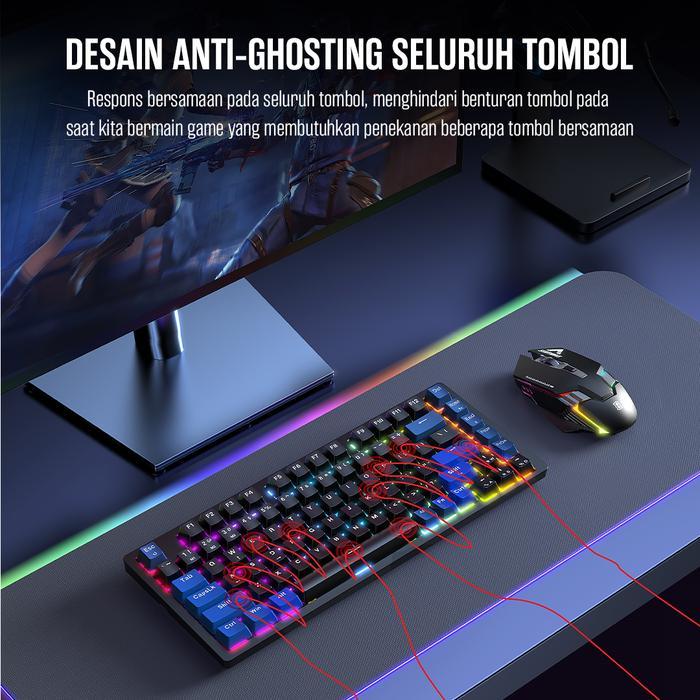 Gamen Titan X / 10 Mechanical Gaming Keyboard Custom Silver Switch Wired - Gambar 4