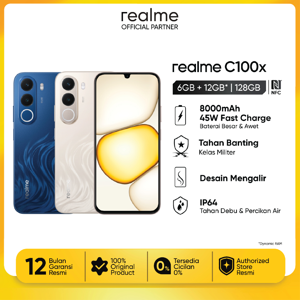 [BUNDLING] realme C100x 6GB/128GB + T200 Lite bundle - Gambar 2