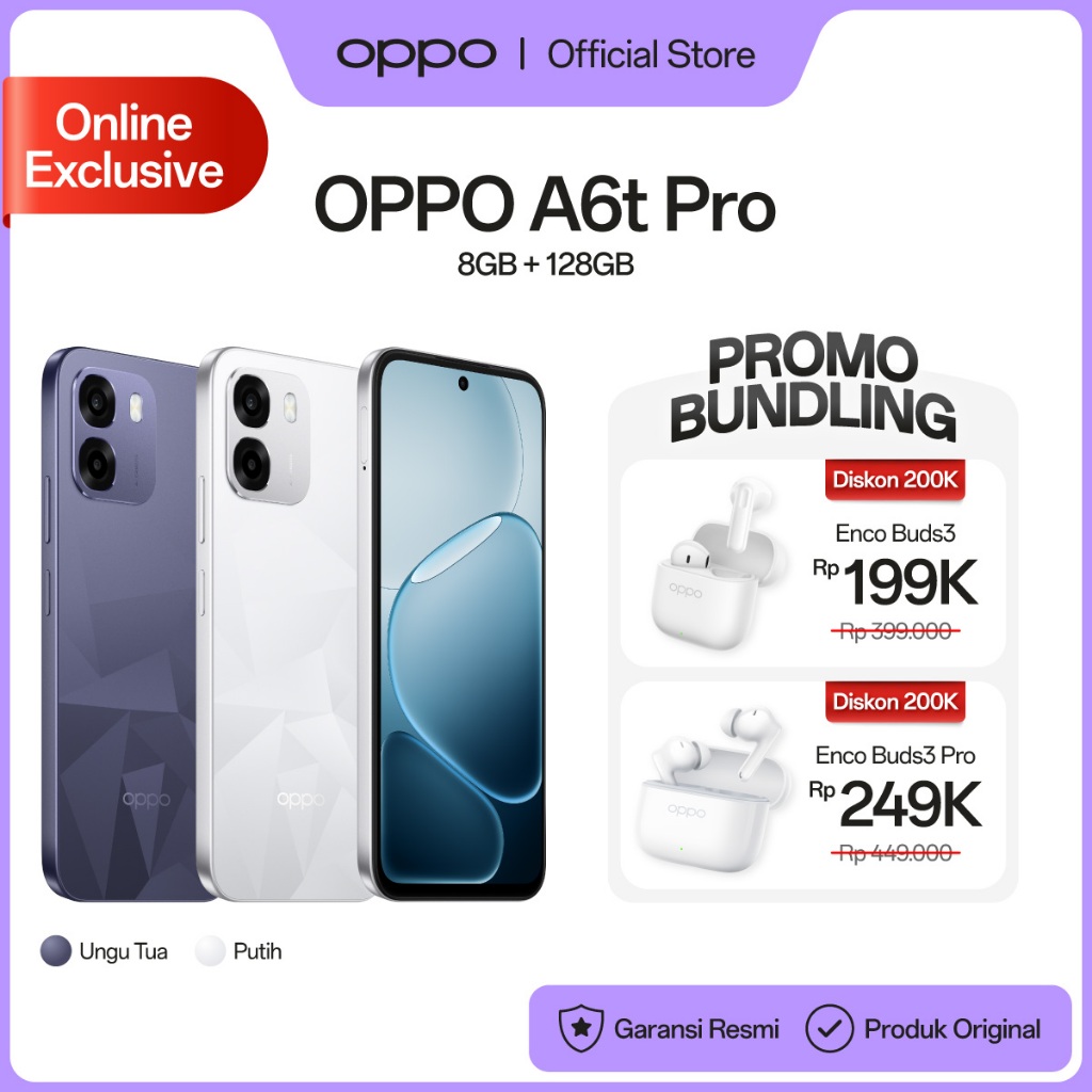 [BARU] OPPO A6t Pro Online Exclusive 8GB+128GB [Snapdragon 685, 7000mAh Large Battery 45W SUPERVOOC, IP69 Water & Dust Resistance] - Gambar 3