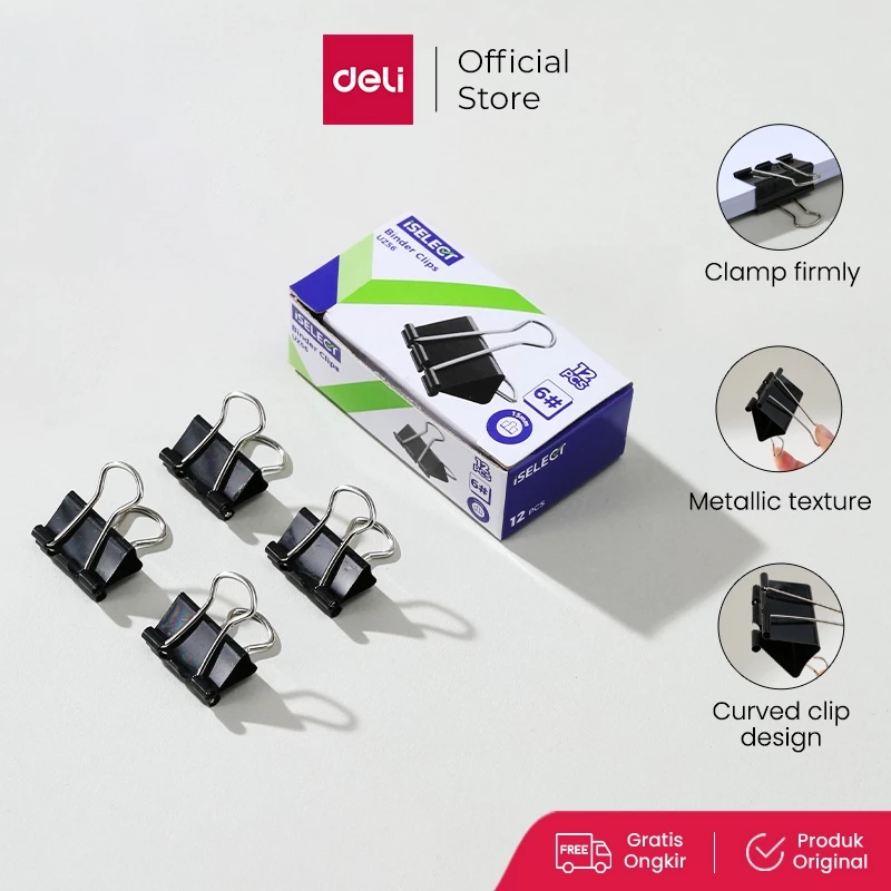 Deli I-Select Klip Binder Kantor / Binder Clip Berbagai Ukuran Isi 12pcs UZ5X