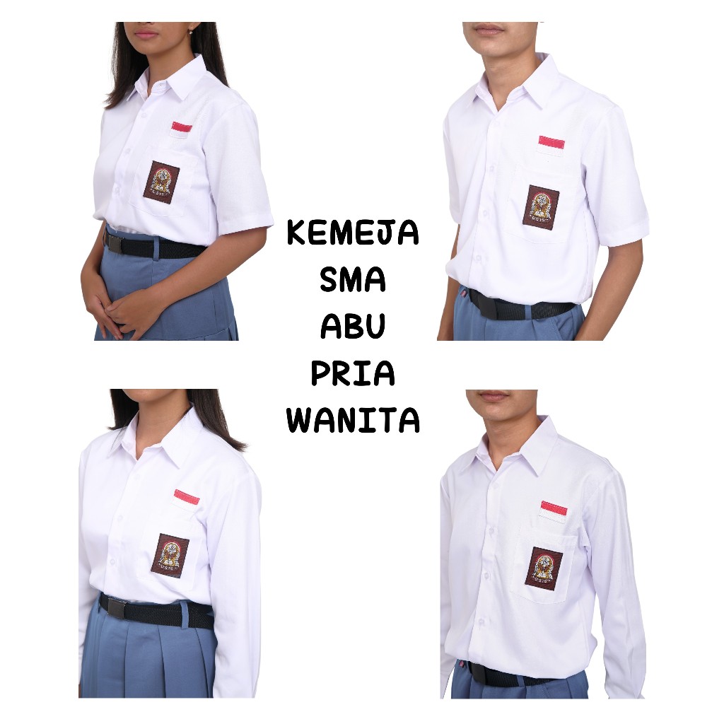 KEMEJA SERAGAM SEKOLAH SMA MA PENDEK PANJANG PRIA WANITA WARNA PUTIH BAHAN PREMIUM TEBAL