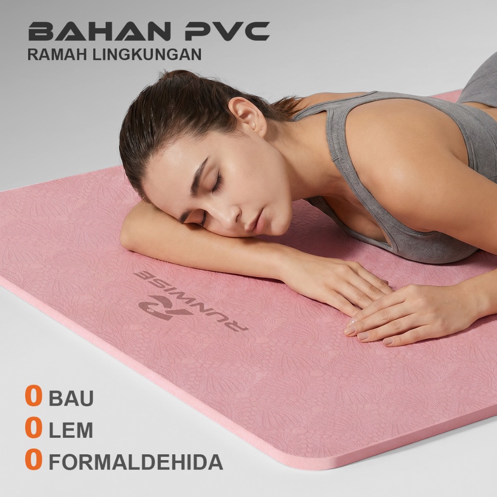 RUNWISE Matras Yoga TPE Tebal Premium 6/8mm – Extra Wide 185x81cm – Anti Slip, Elastis, Ramah Lingkungan, Cocok untuk Workout - Gambar 2